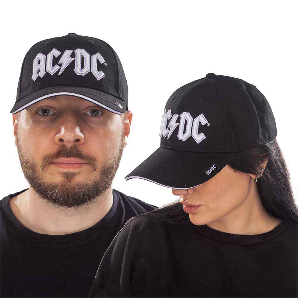Black-White - Front - AC-DC Unisex Adult Logo Baseball Cap