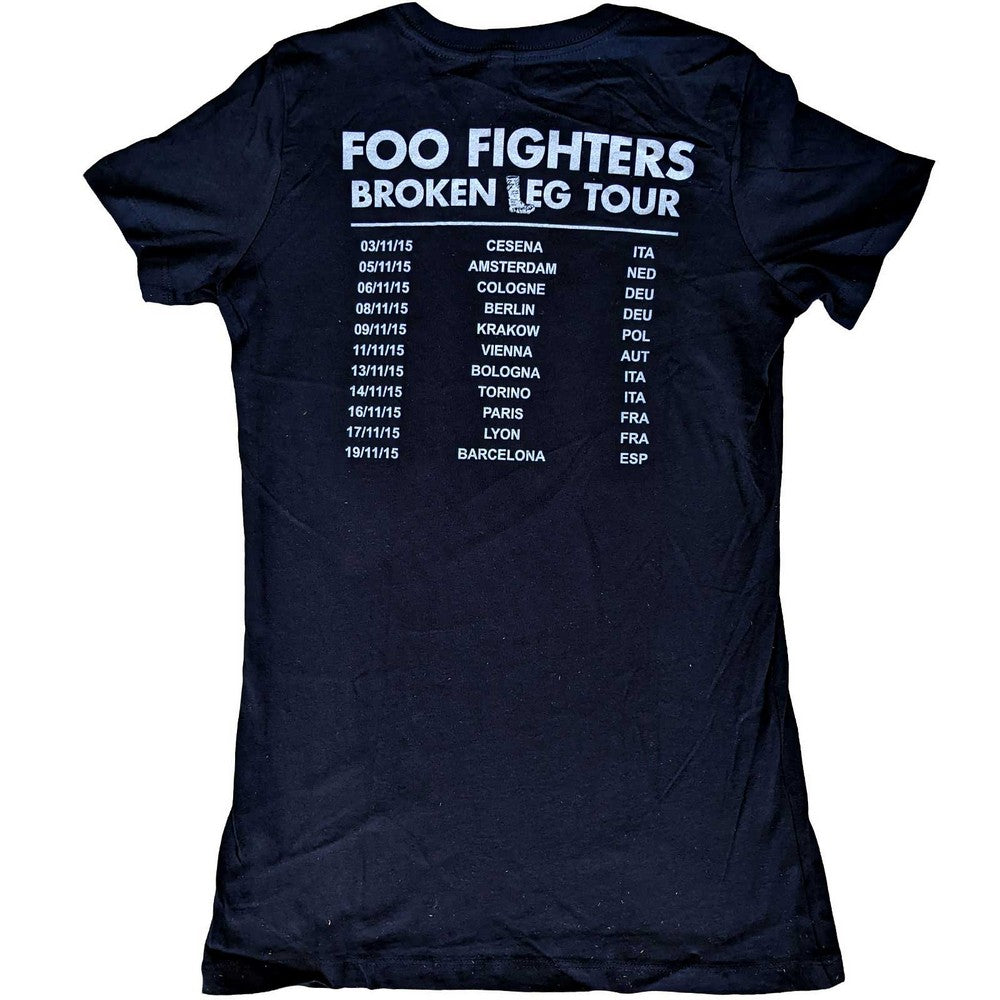 Black - Back - Foo Fighters Womens-Ladies Break A Leg Back Print T-Shirt