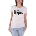 White - Front - The Beatles Womens-Ladies Drop T Logo T-Shirt