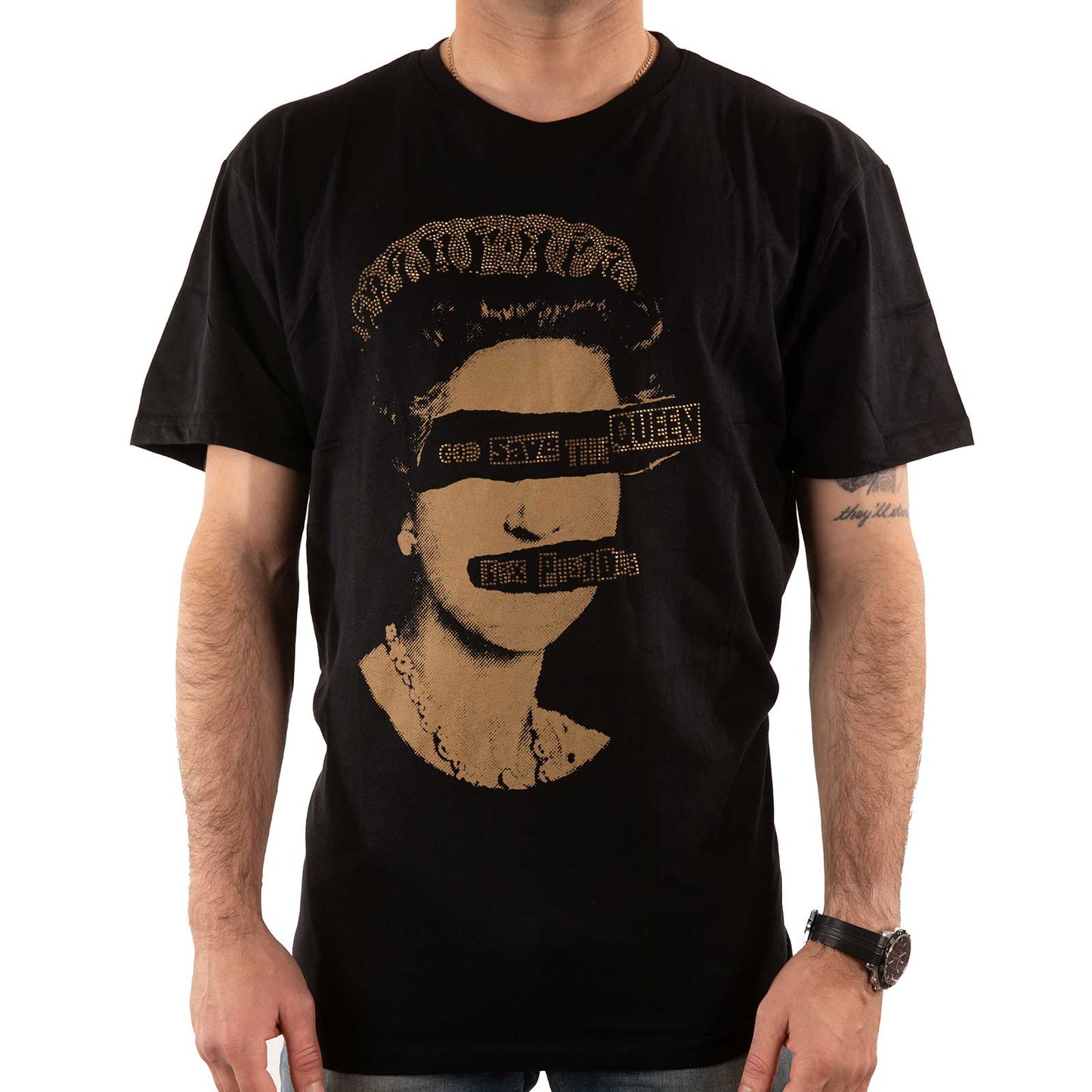 Black - Lifestyle - Sex Pistols Unisex Adult God Save The Queen Embellished T-Shirt