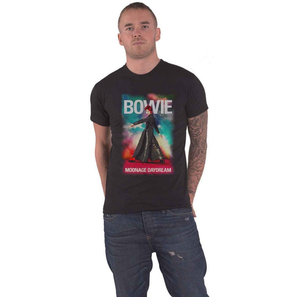 Black - Front - David Bowie Unisex Adult Moonage 11 Fade Cotton T-Shirt