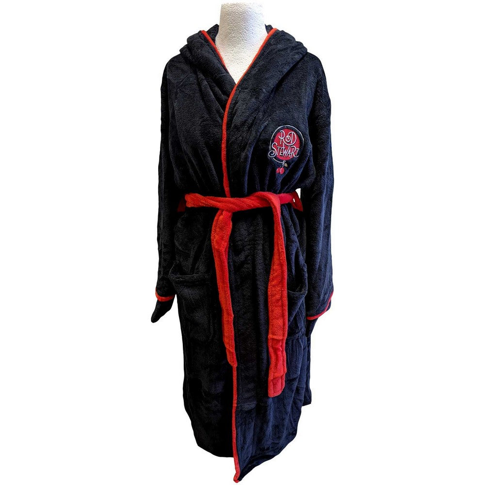 Black-Red - Front - Rod Stewart Unisex Adult Cherry Logo Robe