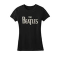 Black - Front - The Beatles Womens-Ladies Drop T Logo T-Shirt