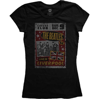 Black - Front - The Beatles Womens-Ladies Live In Liverpool T-Shirt