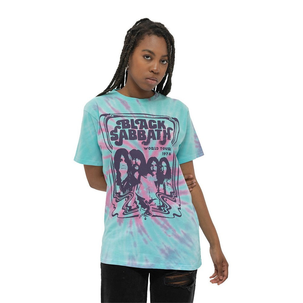 Green - Side - Black Sabbath Unisex Adult World Tour 1978 Tie Dye T-Shirt