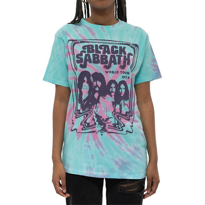 Green - Front - Black Sabbath Unisex Adult World Tour 1978 Tie Dye T-Shirt