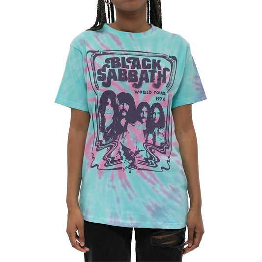 Green - Front - Black Sabbath Unisex Adult World Tour 1978 Tie Dye T-Shirt