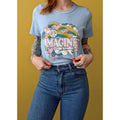 Light Blue - Side - John Lennon Womens-Ladies Rainbows, Love & Peace Cotton T-Shirt