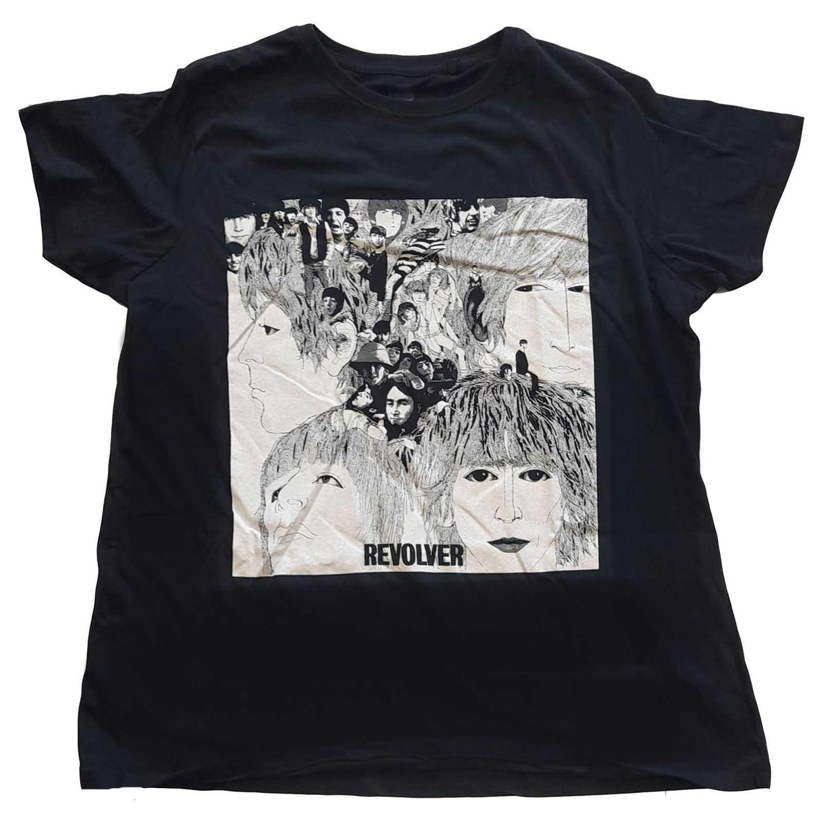 Black - Front - The Beatles Womens-Ladies Revolver Album Cotton T-Shirt