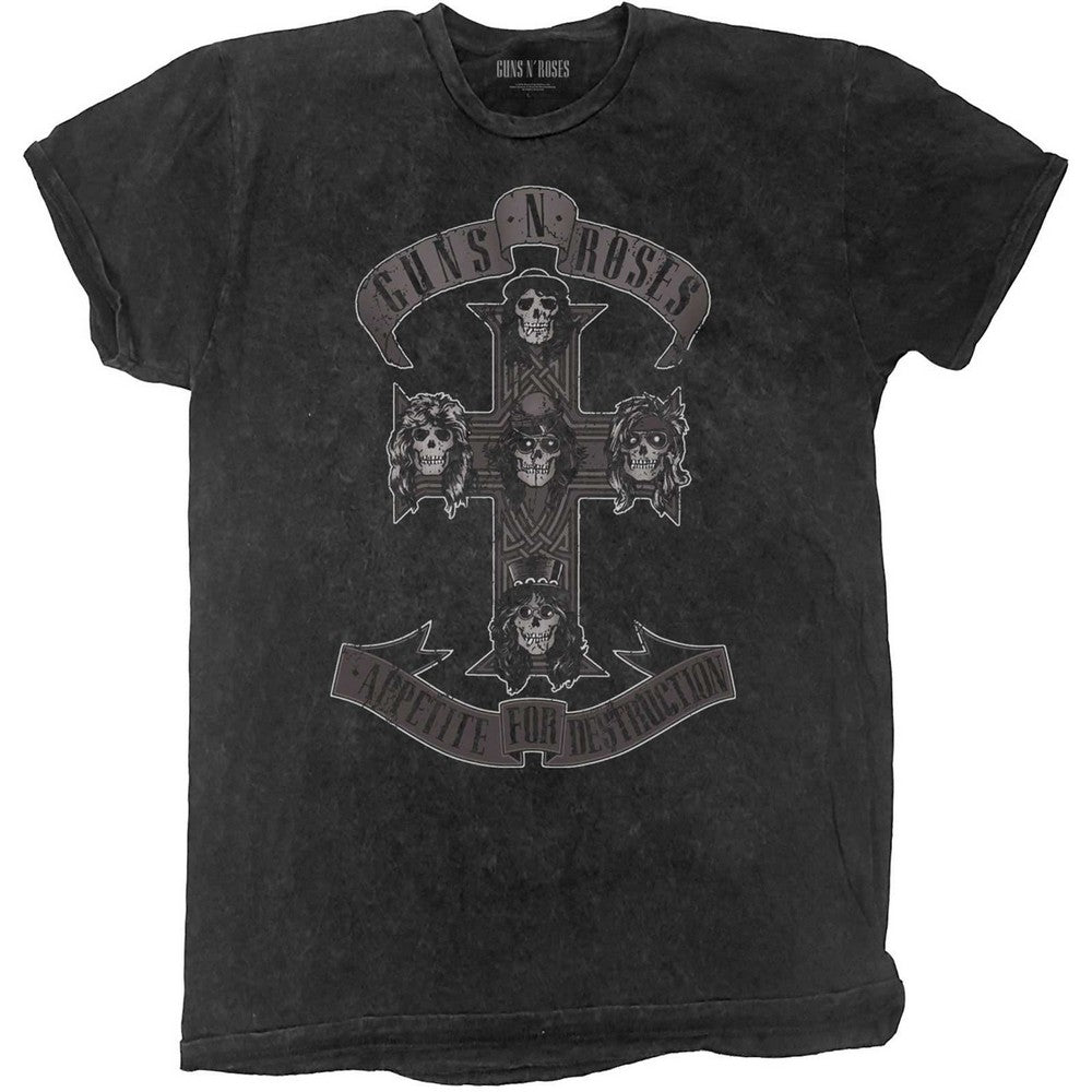 Black-Monochrome - Front - Guns N Roses Unisex Adult Cross Dip Dye T-Shirt