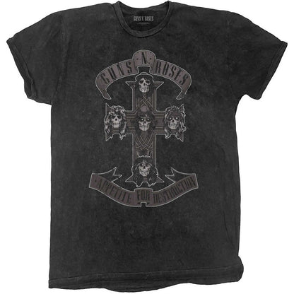 Black-Monochrome - Front - Guns N Roses Unisex Adult Cross Dip Dye T-Shirt