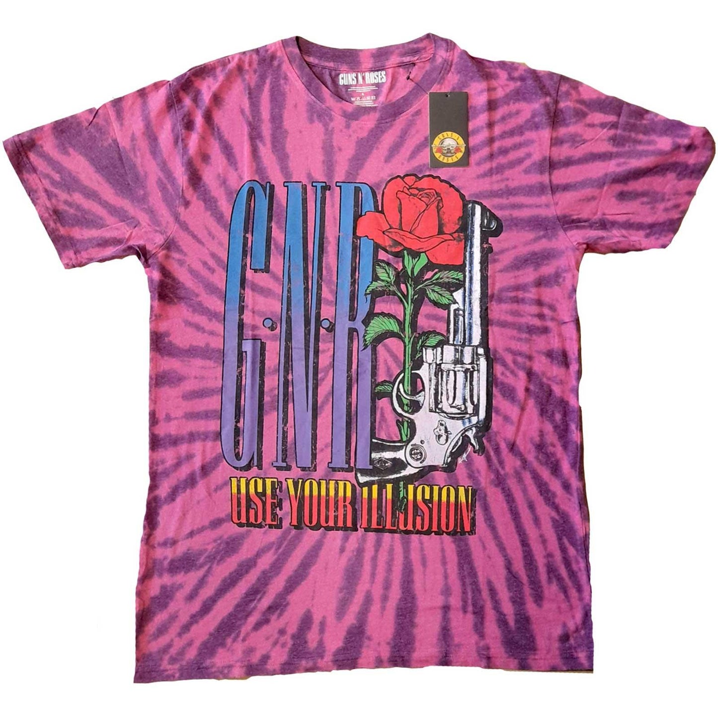 Purple - Front - Guns N Roses Unisex Adult UYI Pistol Tie Dye T-Shirt
