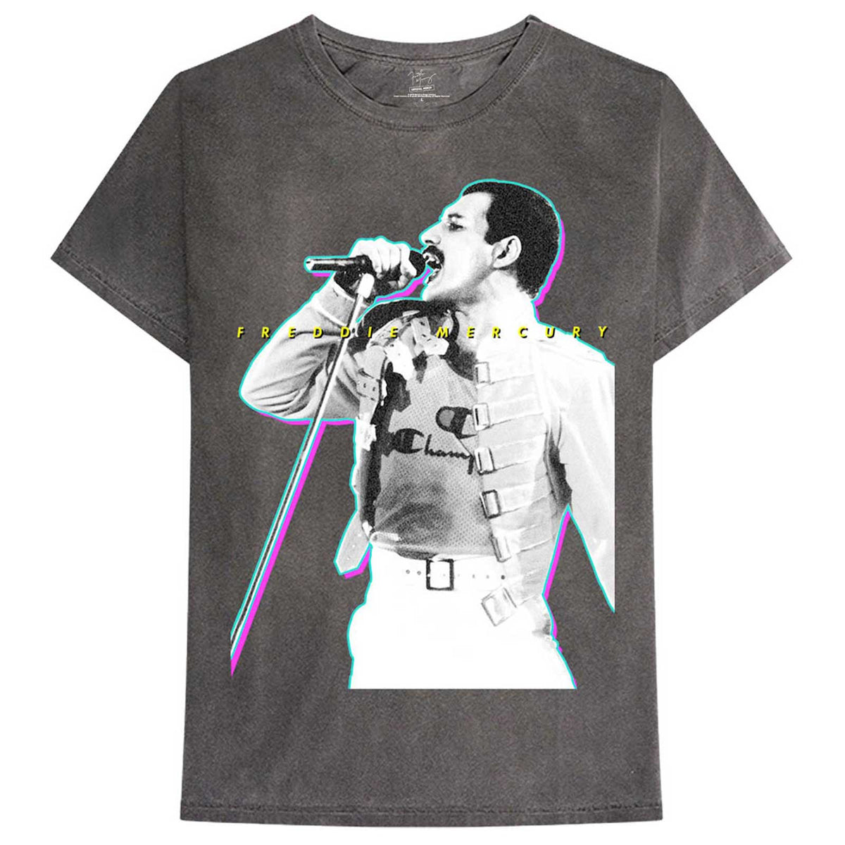 Black - Front - Freddie Mercury Unisex Adult Glow T-Shirt