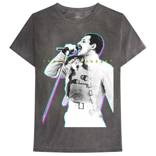 Black - Front - Freddie Mercury Unisex Adult Glow T-Shirt