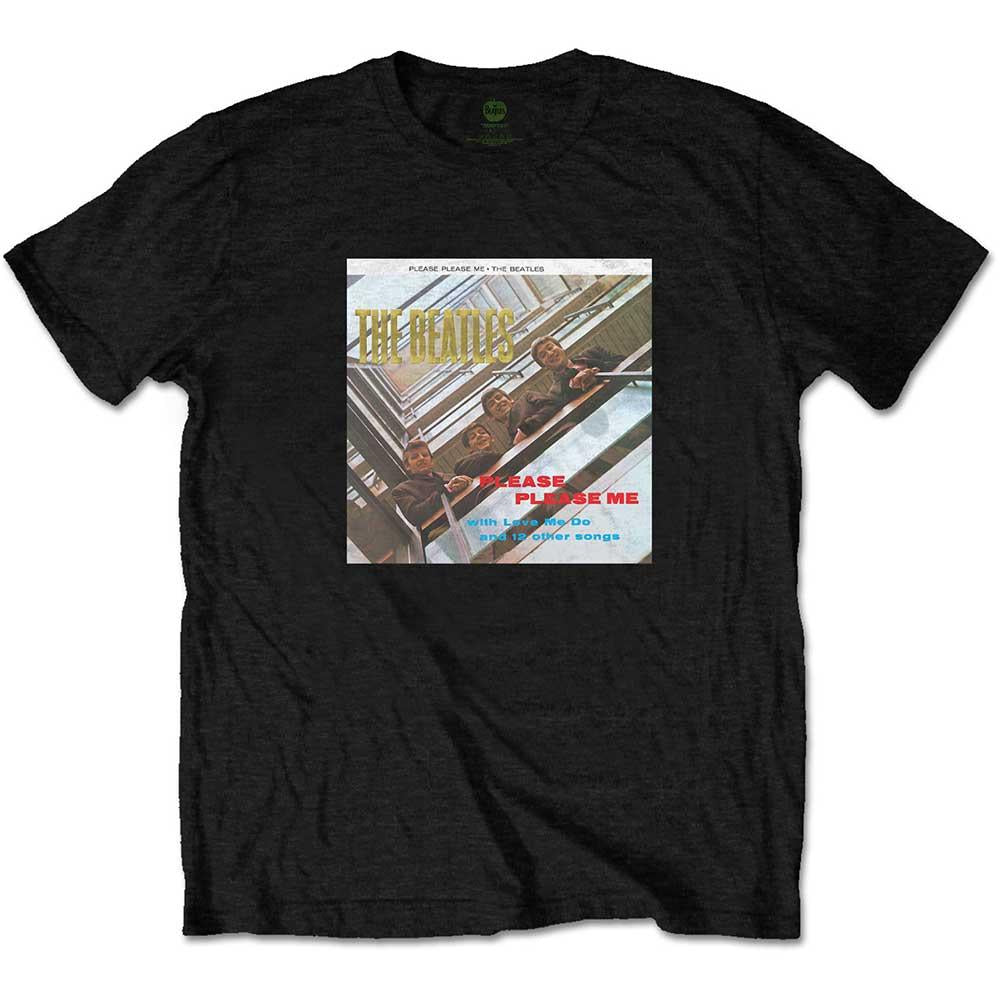 Black - Front - The Beatles Unisex Adult Please Please Me Cotton T-Shirt