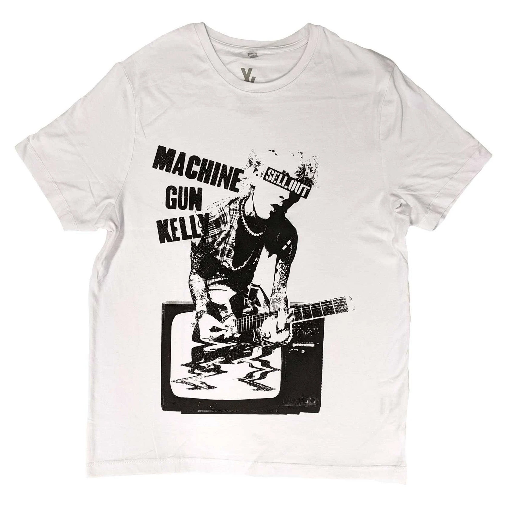 White - Front - Machine Gun Kelly Unisex Adult TV Warp Cotton T-Shirt