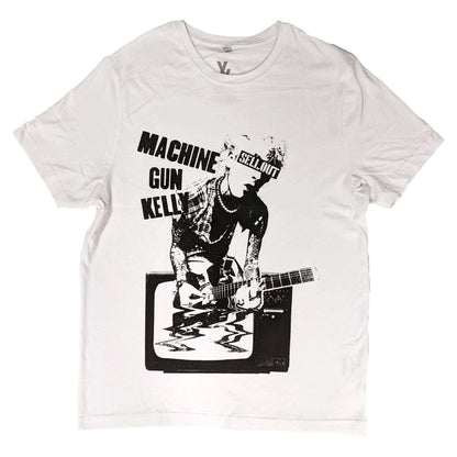 White - Front - Machine Gun Kelly Unisex Adult TV Warp Cotton T-Shirt