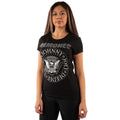 Black - Side - Ramones Womens-Ladies Presidential Seal Embellished T-Shirt