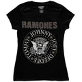 Black - Front - Ramones Womens-Ladies Presidential Seal Embellished T-Shirt
