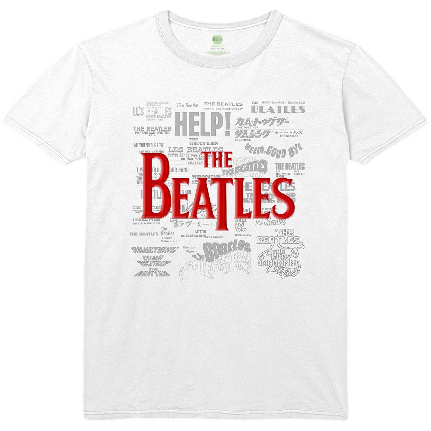 White - Front - The Beatles Unisex Adult Titles Cotton Logo T-Shirt