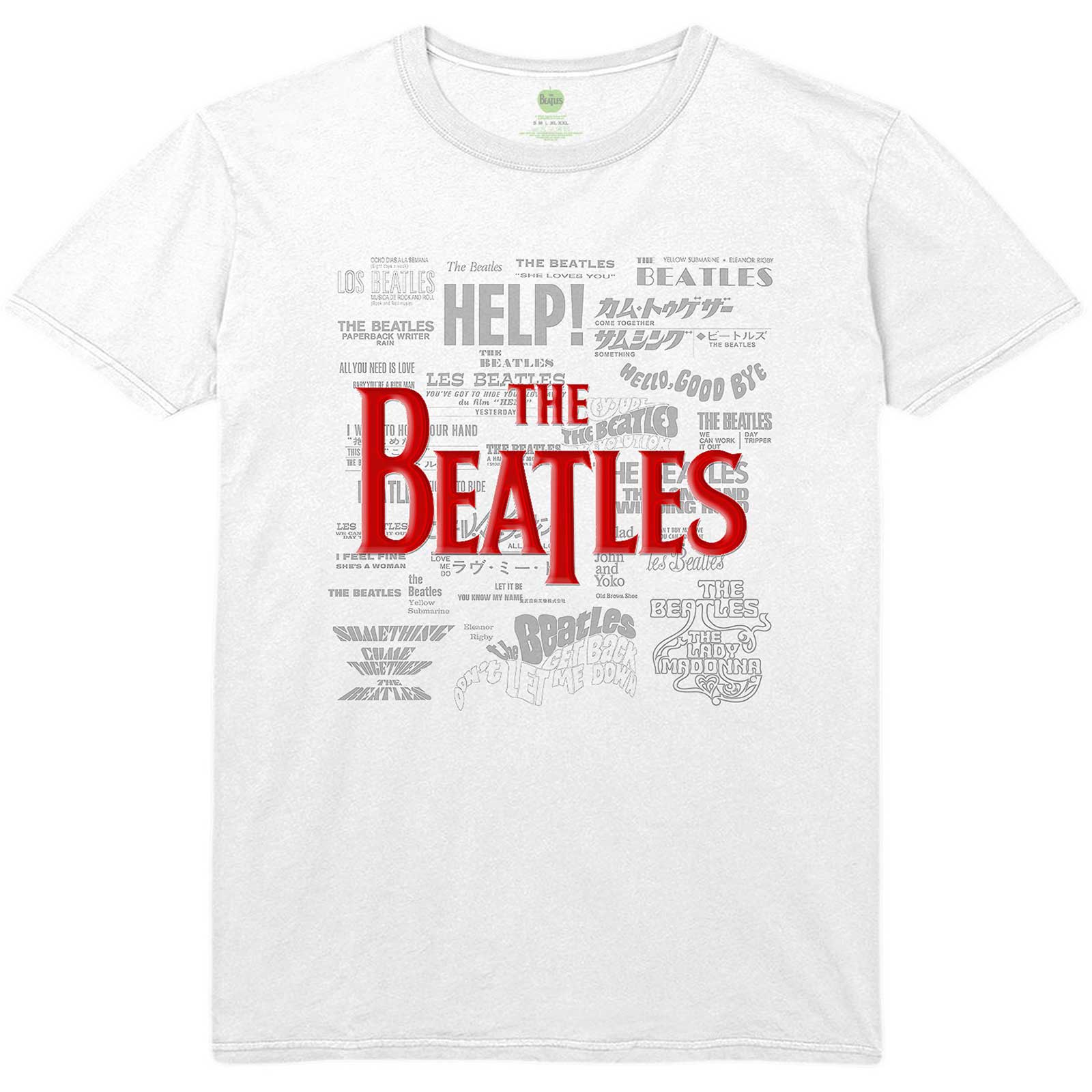 White - Front - The Beatles Unisex Adult Titles Cotton Logo T-Shirt