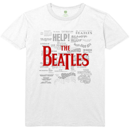 White - Front - The Beatles Unisex Adult Titles Cotton Logo T-Shirt