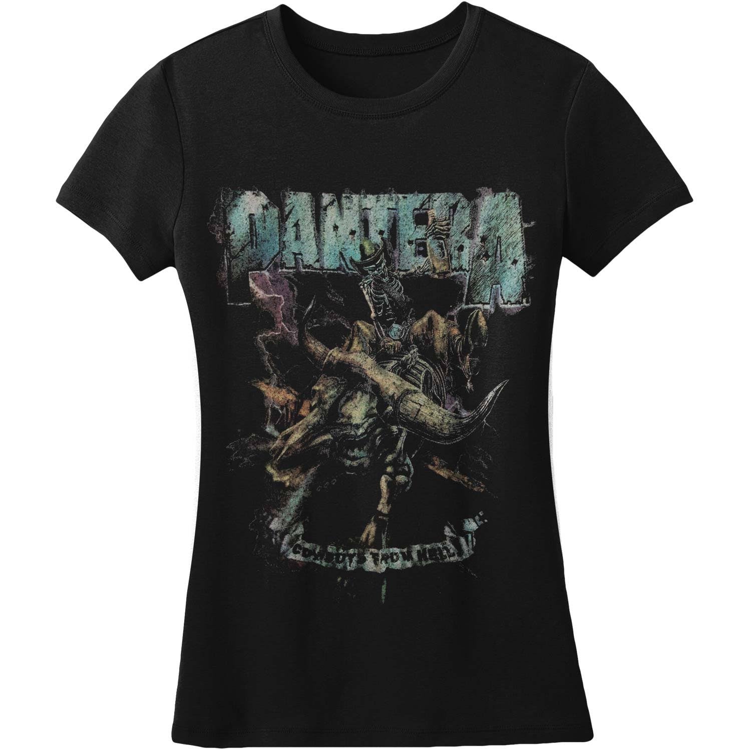 Black - Front - Pantera Womens-Ladies Vintage Rider Cotton T-Shirt