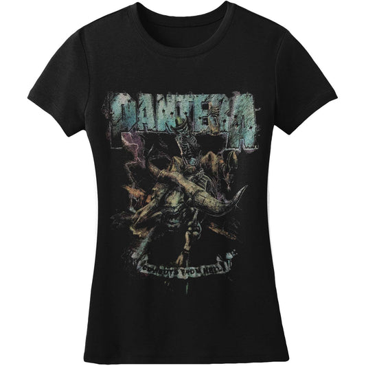 Black - Front - Pantera Womens-Ladies Vintage Rider Cotton T-Shirt
