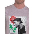Grey - Side - Tupac Shakur Unisex Adult Rose Cotton T-Shirt