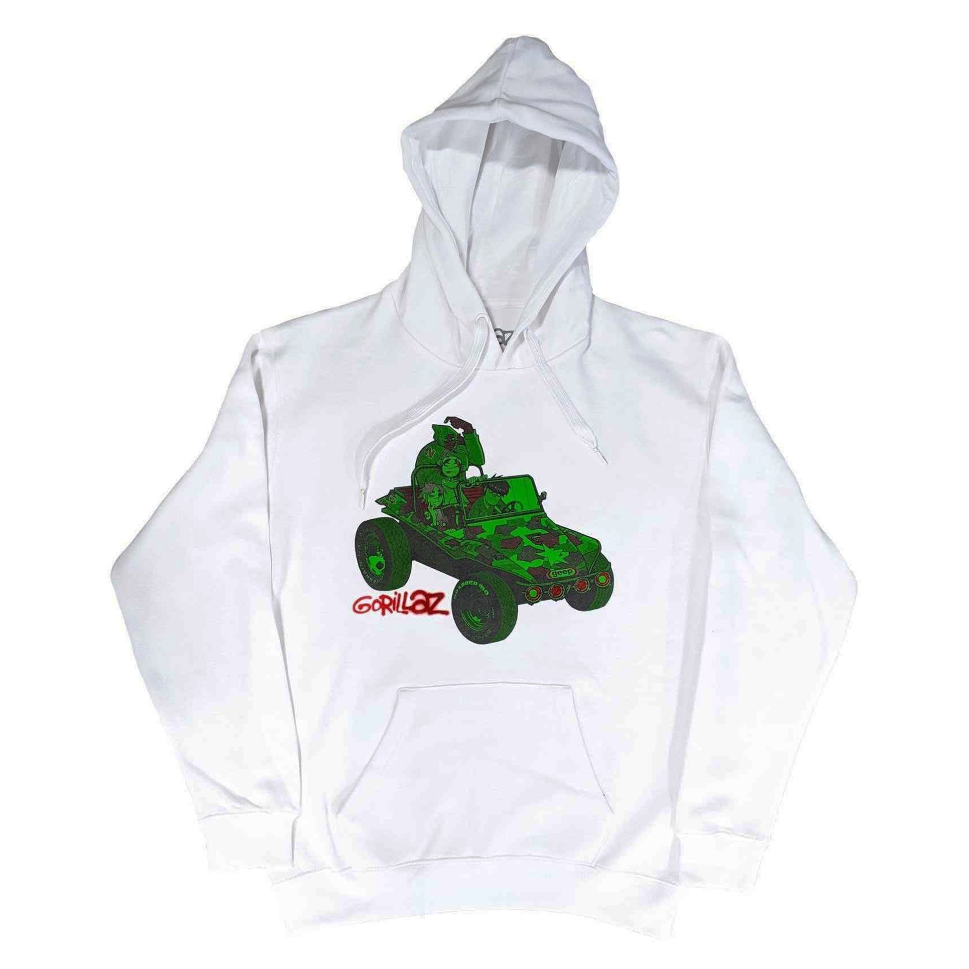 White - Front - Gorillaz Unisex Adult Jeep Hoodie