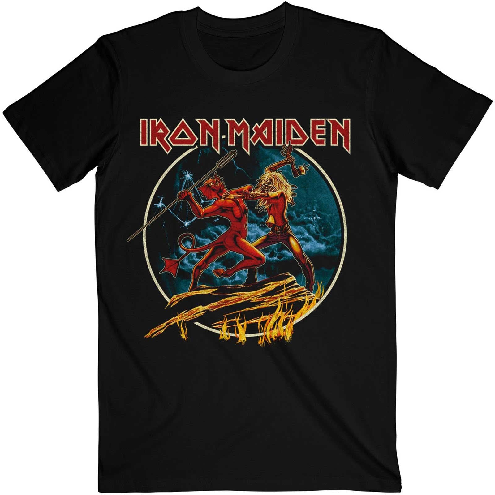 Black - Front - Iron Maiden Unisex Adult Run To The Hills Circular T-Shirt