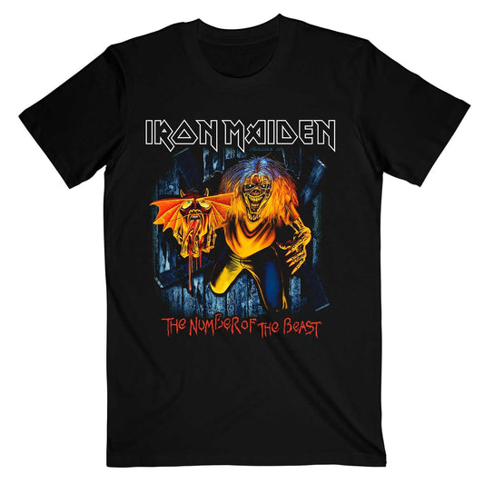 Black - Front - Iron Maiden Unisex Adult Number Of The Beast Eddie Burst T-Shirt