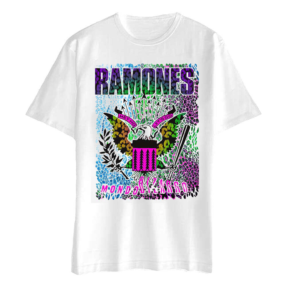 White - Front - Ramones Unisex Adult Animal Print Cotton T-Shirt
