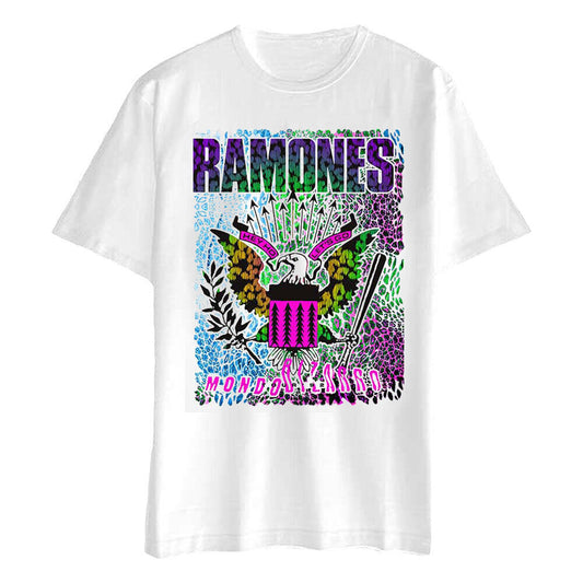 White - Front - Ramones Unisex Adult Animal Print Cotton T-Shirt