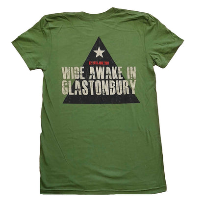 Green - Back - U2 Womens-Ladies Glastonbury 2011 Pyramid Stage Cotton T-Shirt