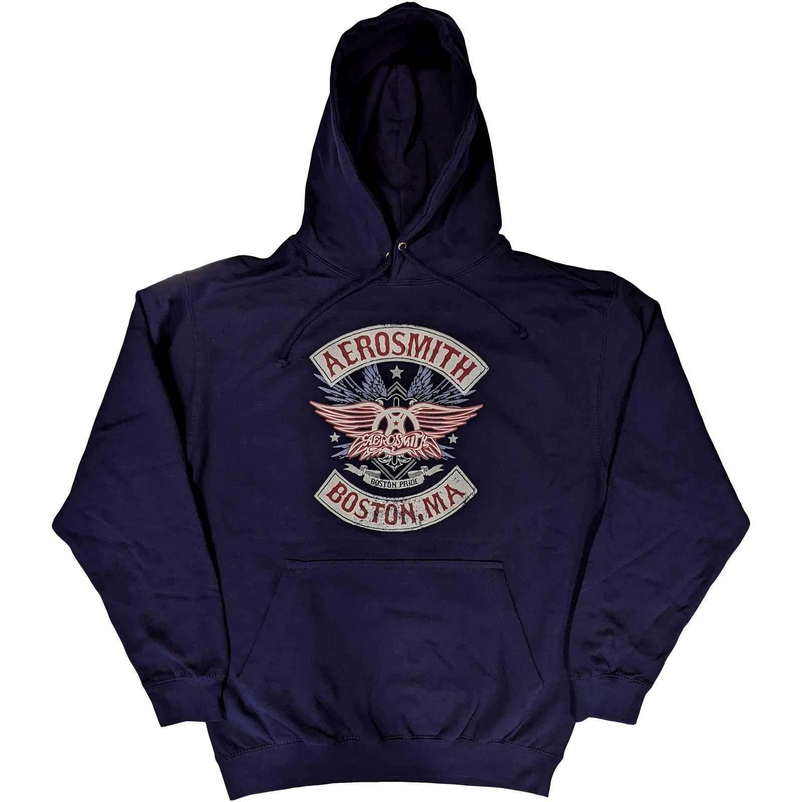 Navy Blue - Front - Aerosmith Unisex Adult Boston Pride Hoodie