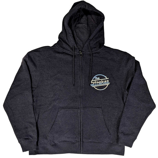 Navy Blue - Front - The Strokes Unisex Adult OG Magna Full Zip Hoodie