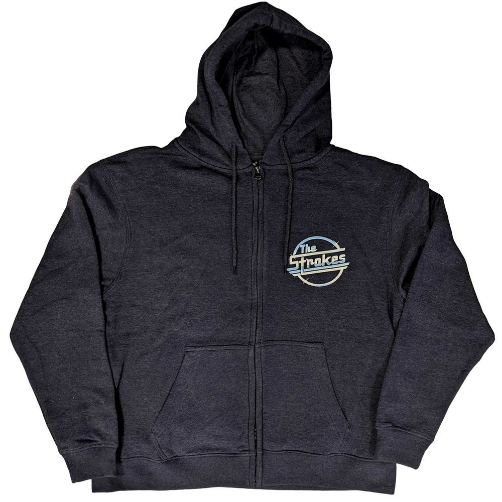 Navy Blue - Front - The Strokes Unisex Adult OG Magna Full Zip Hoodie