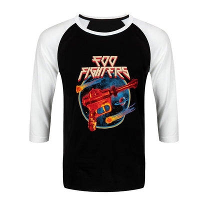 Black-White - Front - Foo Fighters Unisex Adult Ray Gun Cotton Raglan T-Shirt