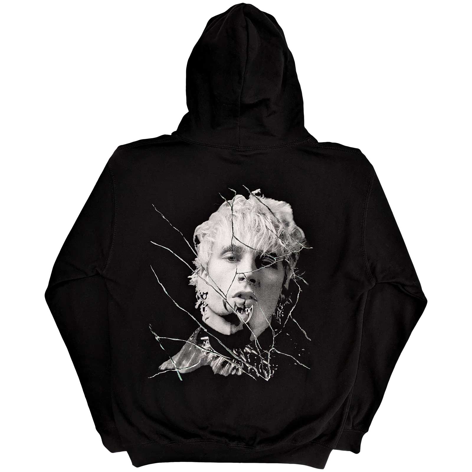Black - Back - Machine Gun Kelly Unisex Adult Cracked Effect Hoodie