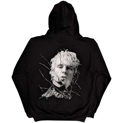 Black - Back - Machine Gun Kelly Unisex Adult Cracked Effect Hoodie