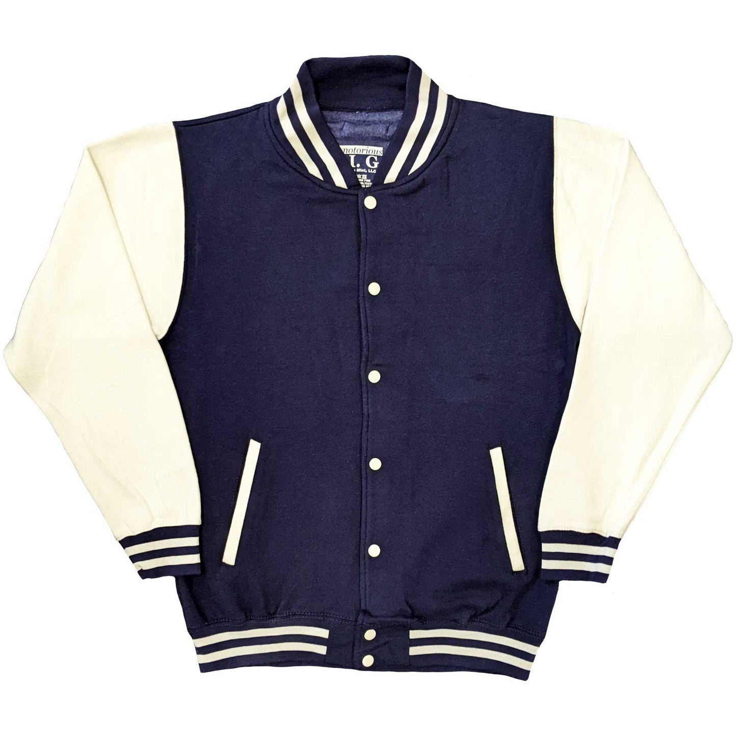 Navy Blue-White - Front - Biggie Smalls Unisex Adult Crown Varsity Jacket
