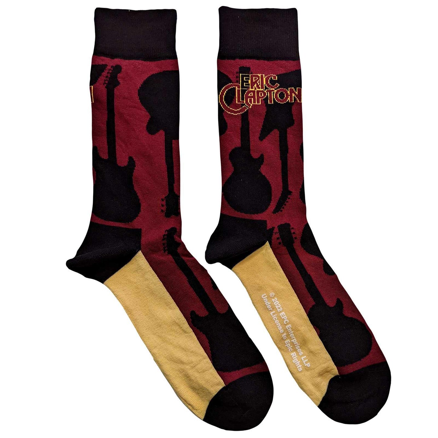 Red-Beige-Black - Front - Eric Clapton Unisex Adult Guitar Socks