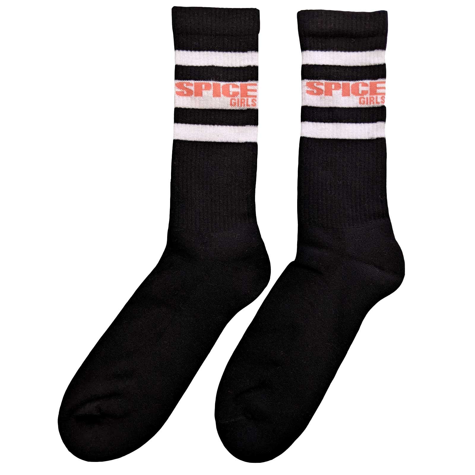 Black-White - Back - Spice Girls Unisex Adult Stripe Logo Socks