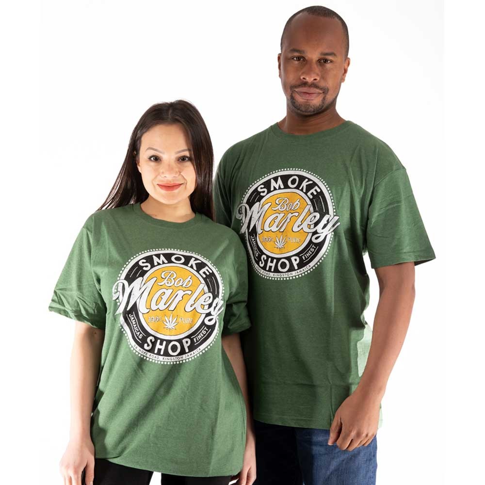 Green - Side - Bob Marley Unisex Adult Smoke Shop Cotton T-Shirt