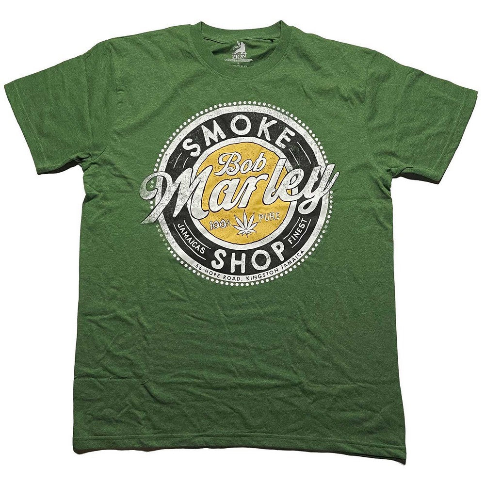 Green - Front - Bob Marley Unisex Adult Smoke Shop Cotton T-Shirt