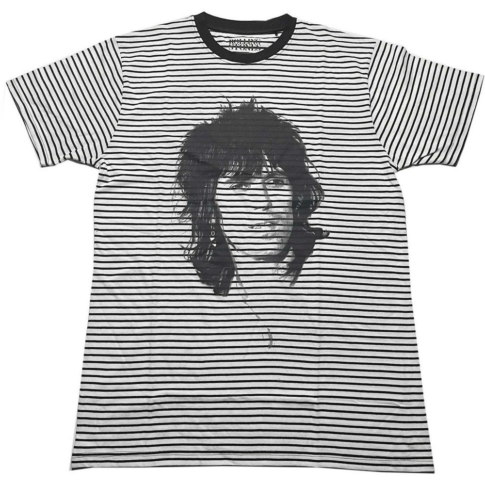 Black-White - Front - The Rolling Stones Unisex Adult Keith Striped T-Shirt