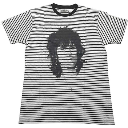 Black-White - Front - The Rolling Stones Unisex Adult Keith Striped T-Shirt