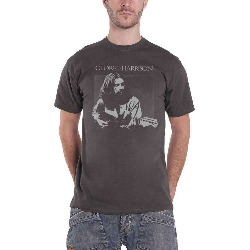 Charcoal Grey - Front - George Harrison Unisex Adult Portrait Cotton T-Shirt