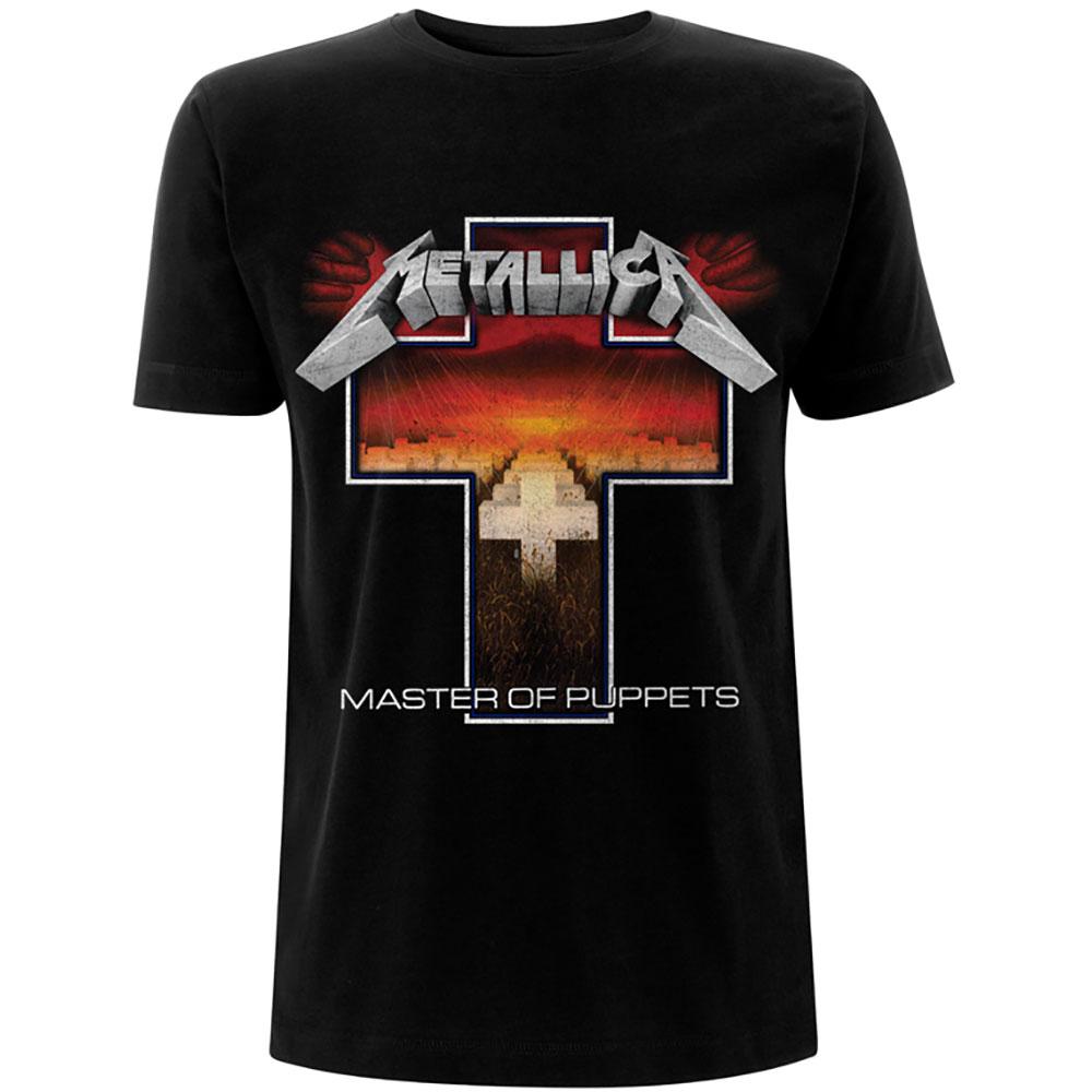 Black - Front - Metallica Unisex Adult Master Of Puppets Cross T-Shirt
